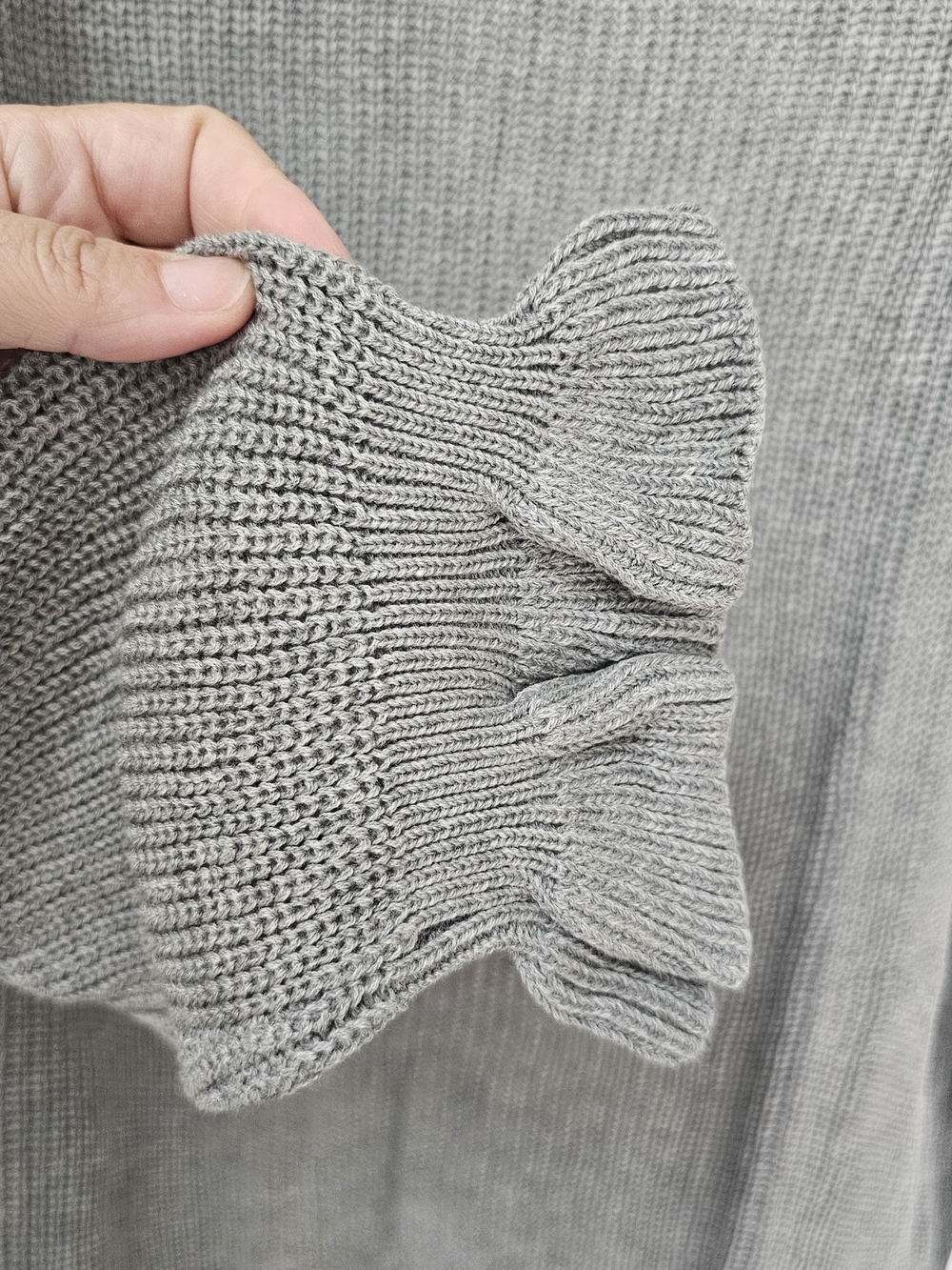 Hayden Los Angeles Gray Ruffle Knit Sweater 2XL NWT Oversized Cottagecore - Picture 4 of 8